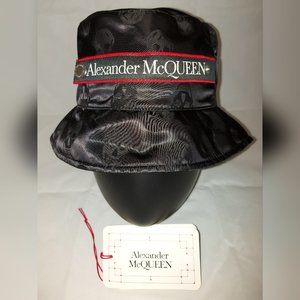 AUTHENTIC Alexander McQueen Biker Skull Bucket Hat NWT - Mens Size L 59 - Nylon